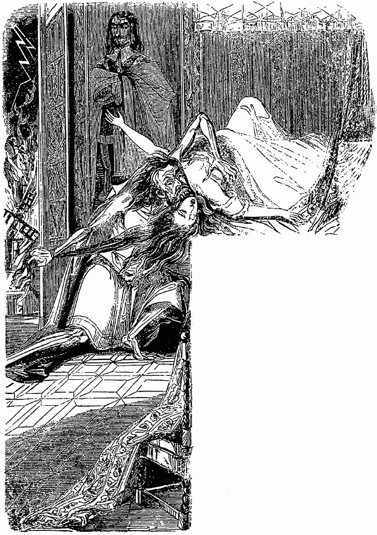 The girl has swooned, and the vampyre is at his hideous repast!