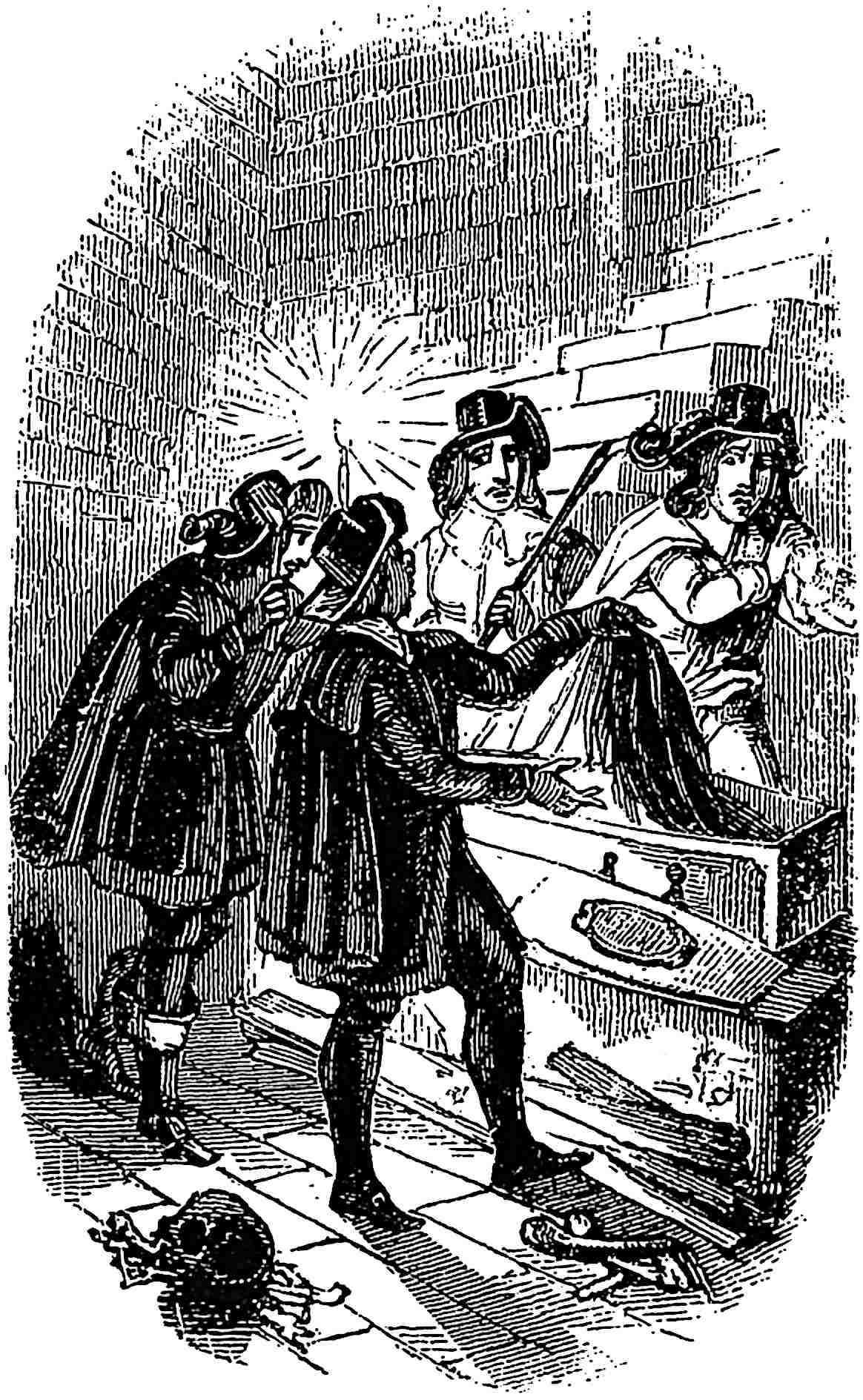 Marchdale opens the coffin with the crowbar.