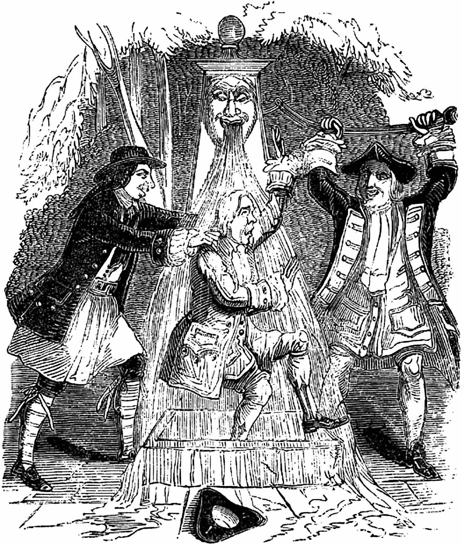 Jack holds the messenger under the pump.