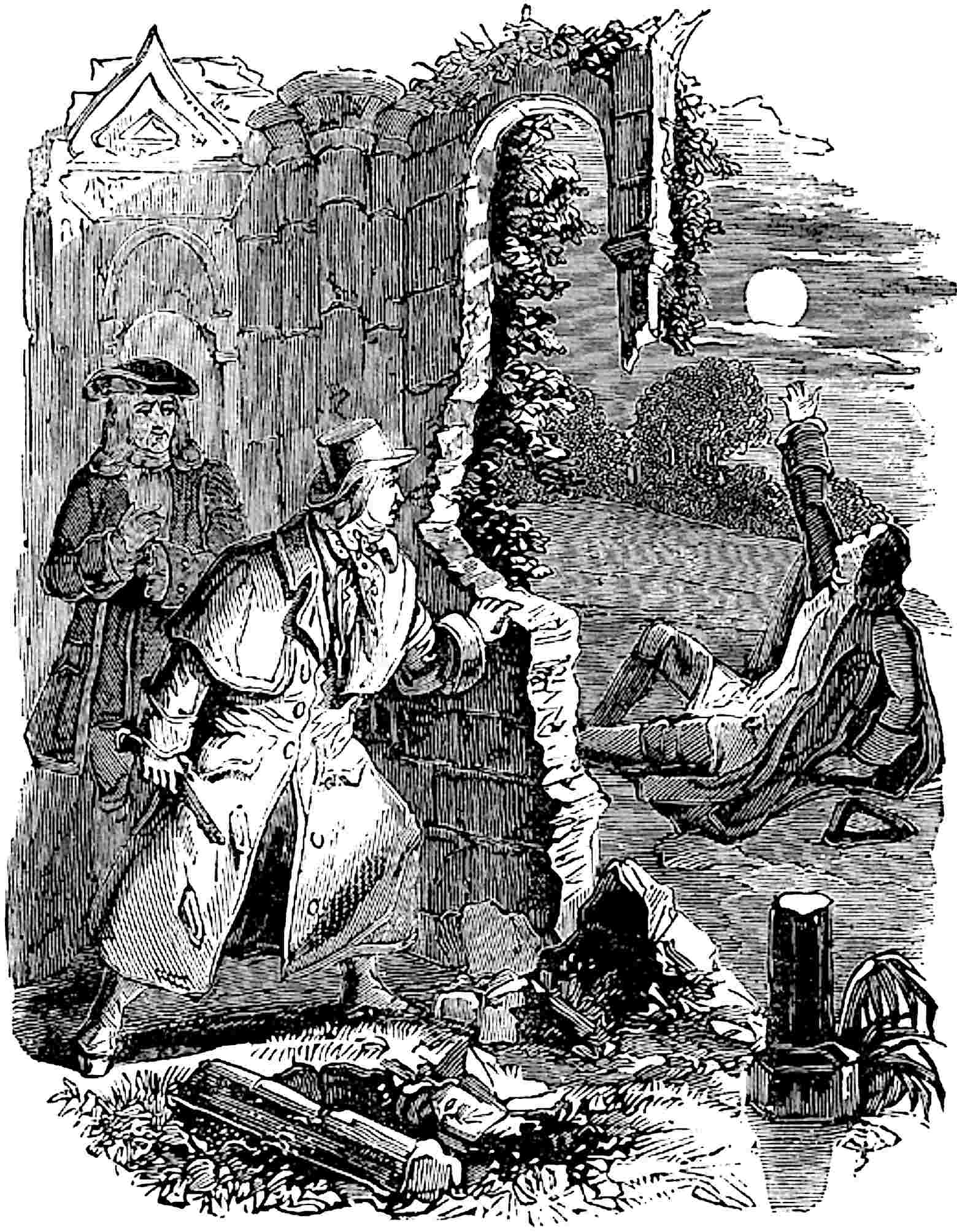 Tom Eccles and Marchdale watching the resuscitation of
    the vampyre