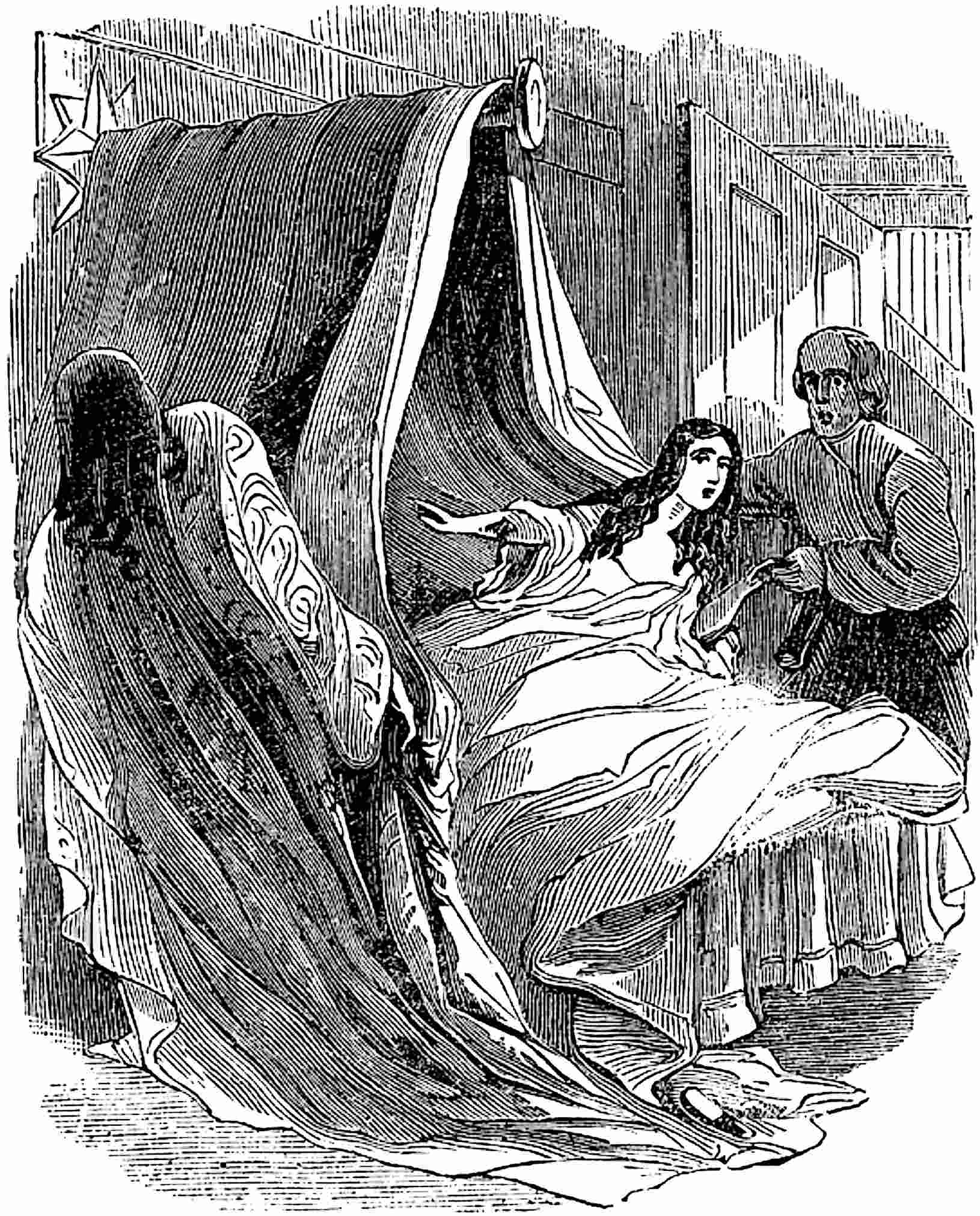 The flight of the vampyre from the young lady’s chamber.