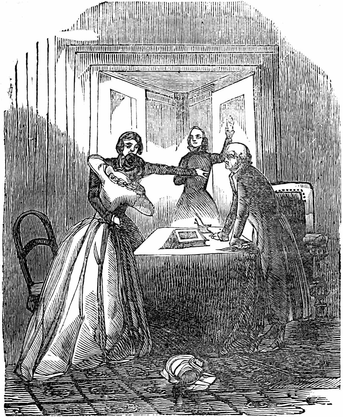 The old nurse and Sir George comfort Clara