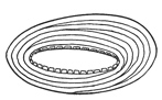 BRAID-COVERED BRIM SHOWING METHOD OF FILLING IN SHORT
LENGTHS WHEN THE DIFFERENCE IN WIDTH OF THE TWO SIDES IS VERY GREAT
