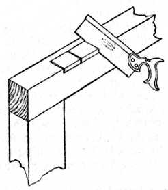 Fig. 225.&mdash;Sawing for
    the Recess.