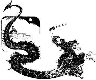 Susanoonomikoto abattit, l'une apr�s l'autre, les huit t�tes du serpent