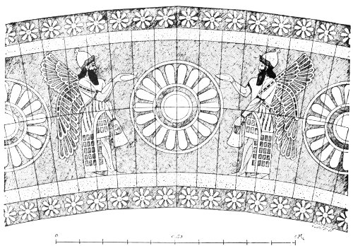 Fig. 124.&mdash;Detail from enamelled archivolt. Khorsabad. From
Place.