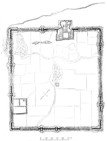 Fig. 144.&mdash;Plan of the town and palace of Sargon at
Khorsabad; from Place.