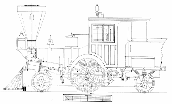 Figure 17.&mdash;&ldquo;Pioneer&rdquo; locomotive. (Drawing by J. H. White.)