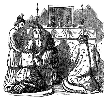 Bride and Bridegroom Worshiping Tablets of Deceased
Ancestors.