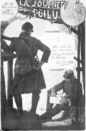 All over France, on Christmas Day and the day after,
money was collected to send comforts and things good to eat to the men at the front.