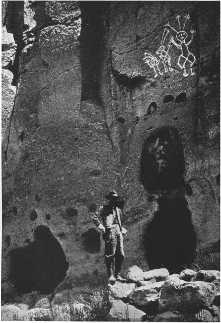 Above this entrance to a cliff dwelling in the Jemez
Forest are drawings by the prehistoric inhabitants