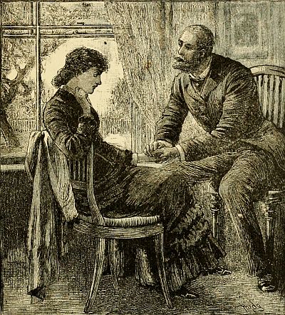 "Taking her hand in his, he looked at her long and searchingly. 'Imogene,' he exclaimed, 'there is something weighing on your heart.'"&mdash;(Page 58.)