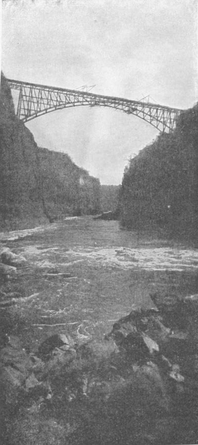 RAILWAY BRIDGE OVER THE GORGE, VICTORIA FALLS, OF THE ZAMBESI,
 SOUTHERN RHODESIA