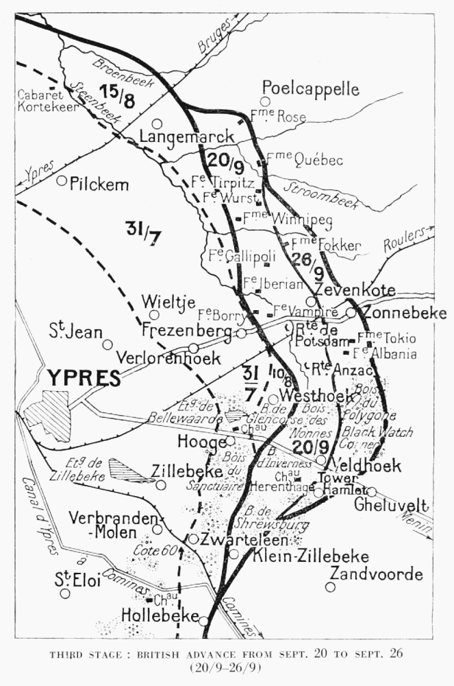 THIRD STAGE: BRITISH ADVANCE FROM SEPT. 20 TO SEPT. 26
(20/9&mdash;26/9)