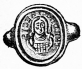 Chaton de l'anneau d'or trouv�, en 1633, dans le tombeau
de Child�ric Ier, p�re de Clovis. L'original a �t� vol� en 1831 au
cabinet des m�dailles de la Biblioth�que nationale.