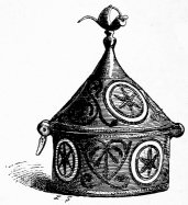 Pyxide en cuivre �maill�. Limoges. XIIIe si�cle.
(Mus�e du Louvre.)