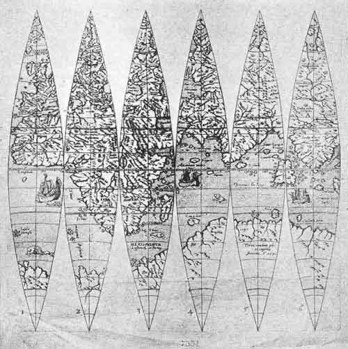 Terrestrial Globe Gores by Johannes
Oterschaden, ca. 1675.