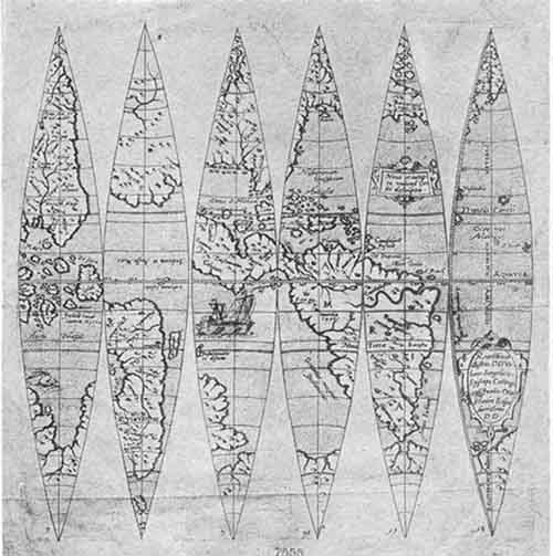 Terrestrial Globe Gores by Johannes
Oterschaden, ca. 1675.