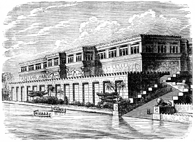 Fig. 54.&mdash;Restoration of an Assyrian Palace.