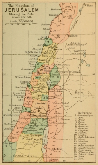 The Kingdom of JERUSALEM Shewing the Fiefs. About 1187
A.D.