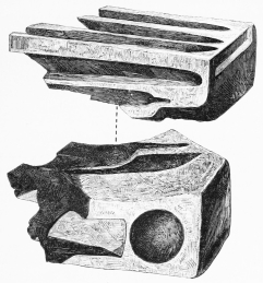 No. 82. Two fragments of a great Mould of Mica-schist for
casting Copper Weapons and Ornaments (14 M.).