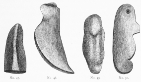 Stone Instruments from the Trojan stratum (8 M.).

Nos. 47, 48, 49, of Green Stone, probably Lance-Heads; No. 50, of
Diorite, use unknown.