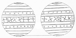 No. 143. Terra-cotta Ball, representing apparently the
climates of the globe (8 M.).