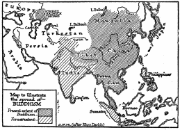 Map to illustrate the spread of&mdash;Buddhism