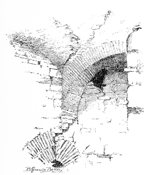 Theodosian Wall&mdash;a Broken Tower (inside).

We must turn away from the vaults of the ruined tower, and leave it as a
symbol of the decay that eats out the heart of all nations who forget
that their country’s greatness was built up only by the self-sacrifice
of former generations.