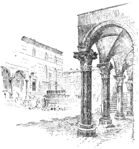 PIAZZA DI S. LORENZO, SEEN FROM UNDER THE ARCHES OF THE
PALAZZO PUBBLICO