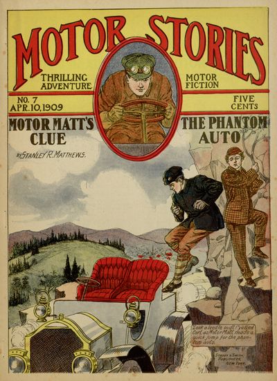 "Look a leedle oudt!" yelled
Carl, as Motor Matt made a
quick jump for the phantom
auto.