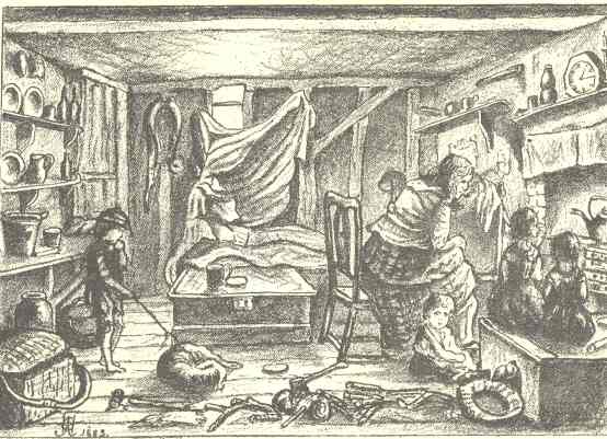 Inside a house-dwelling gipsy&rsquo;s wigwam, Pump Hill, Epping
Forest