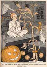'Cut a hole in the top of his head--just enough to
scoop out his insides,' said Ole Man Pumpkin.