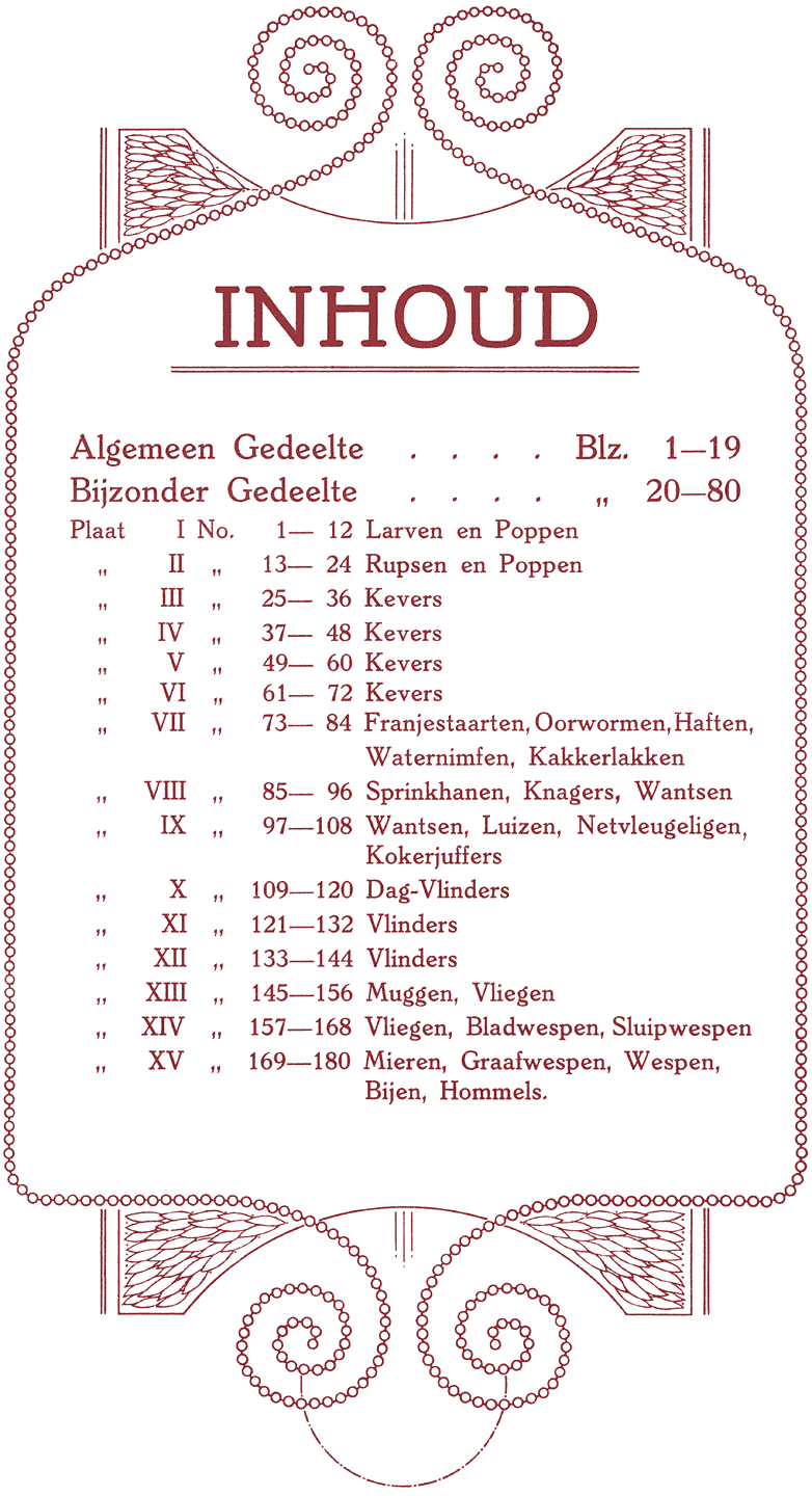 Oorspronkelijke inhoudsopgave.