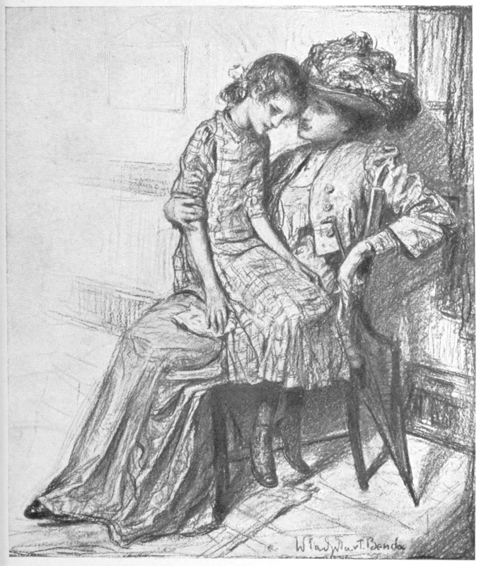 Sketch: Woman seated on a chair with girl sitting on her lap