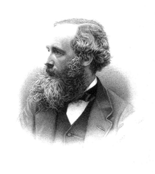 A portrait
engraving of James Clerk Maxwell — shown in profile with his
characteristic full beard.
