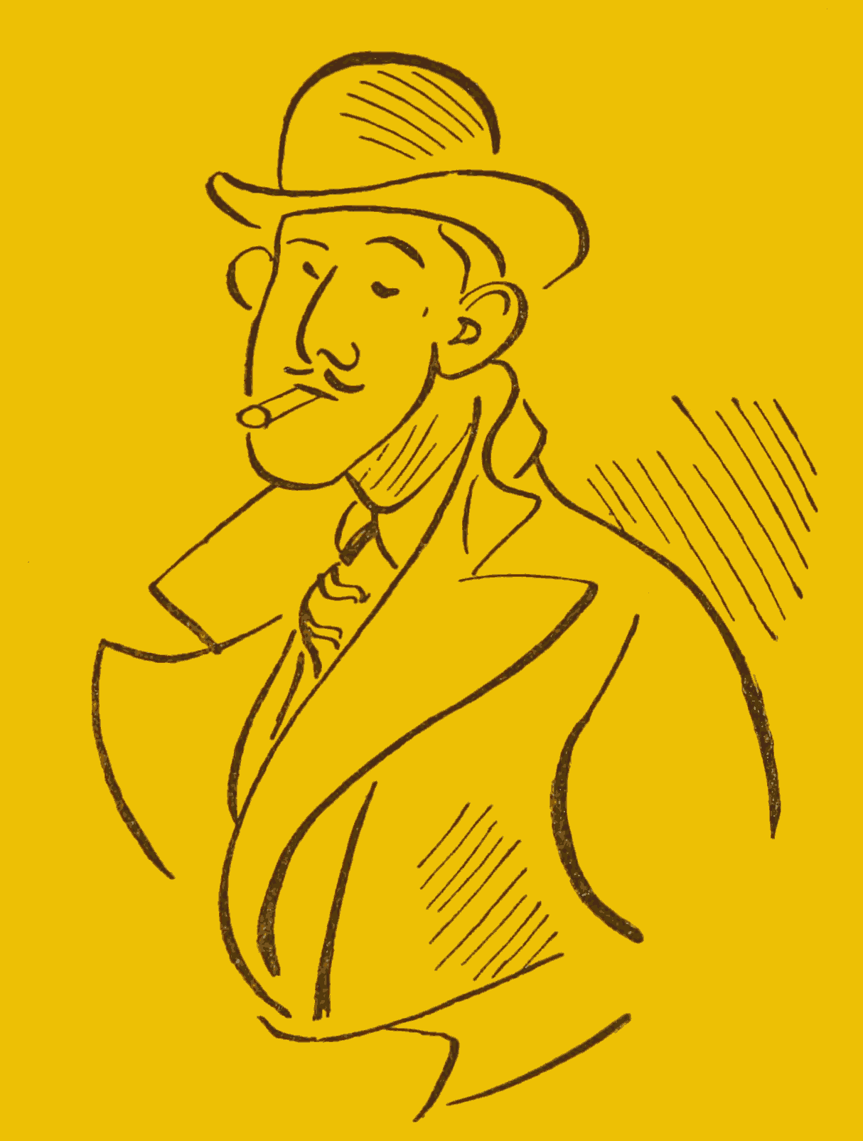 Man in hat smoking a cigarette.