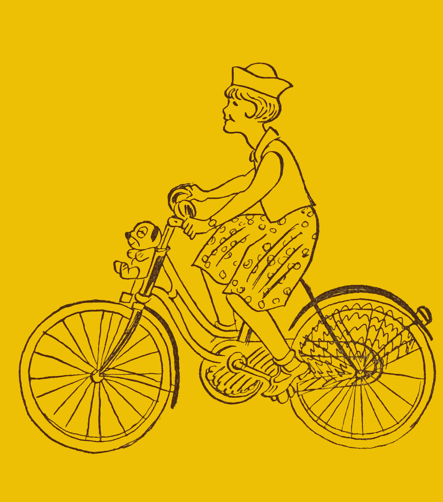 Girl riding a bicycle.