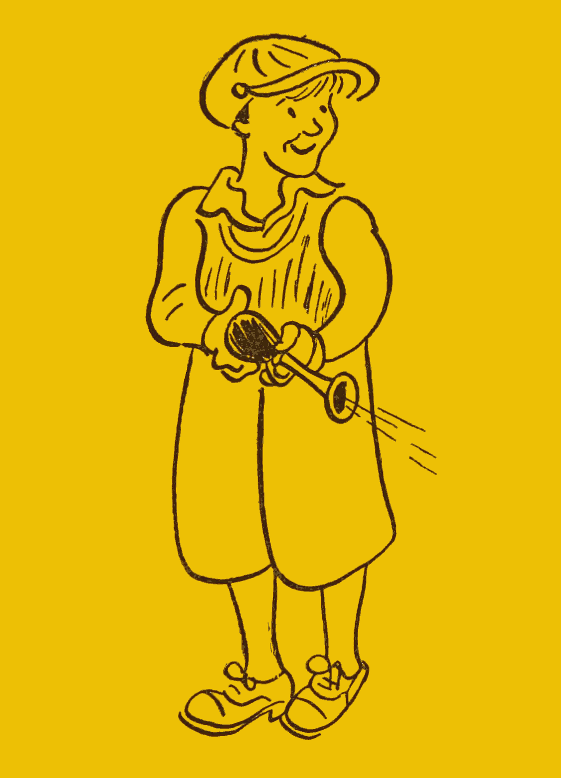 A boy honking a horn.