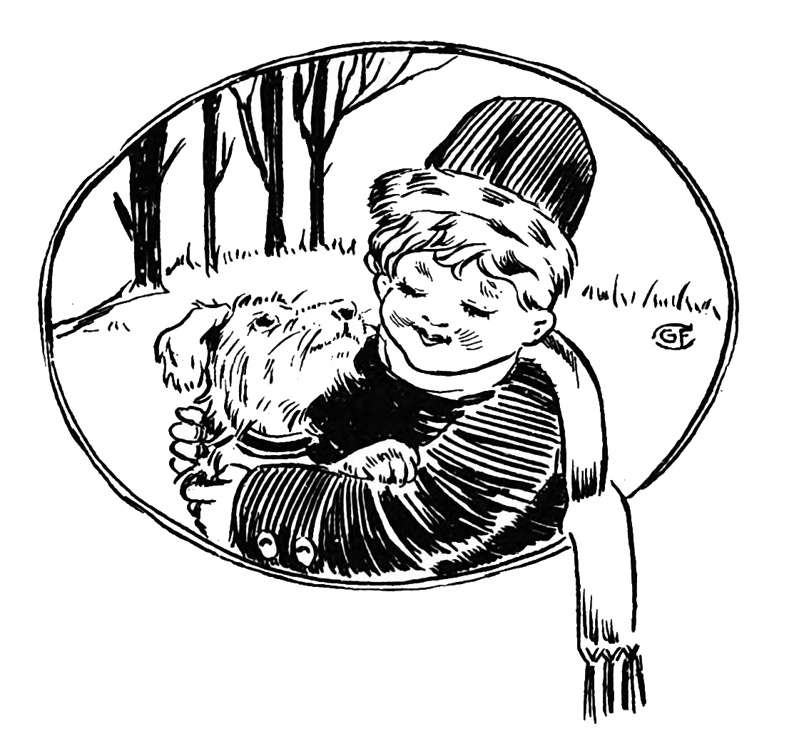 Dumpy Dimple,
dressed in hat, thick coat and scarf, smiles and holds Rag who looks lovingly
up to Dumpy’s face